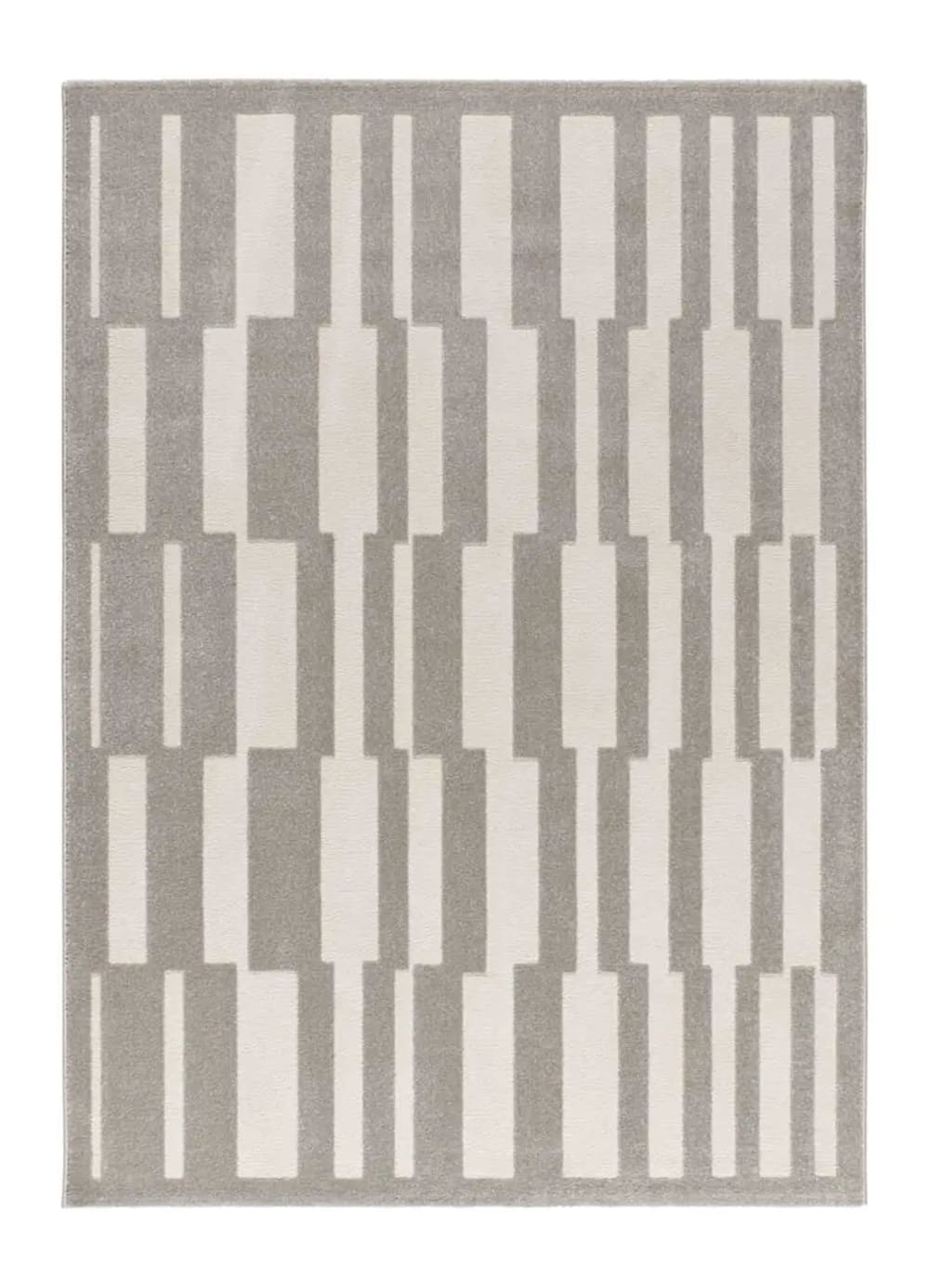 Atticgo Kurzflorteppich, Geometrisch mit relief, grau / weiß, 80x150 cm style modern Öko-Tex Zertifikat - Pp - Polypropylen