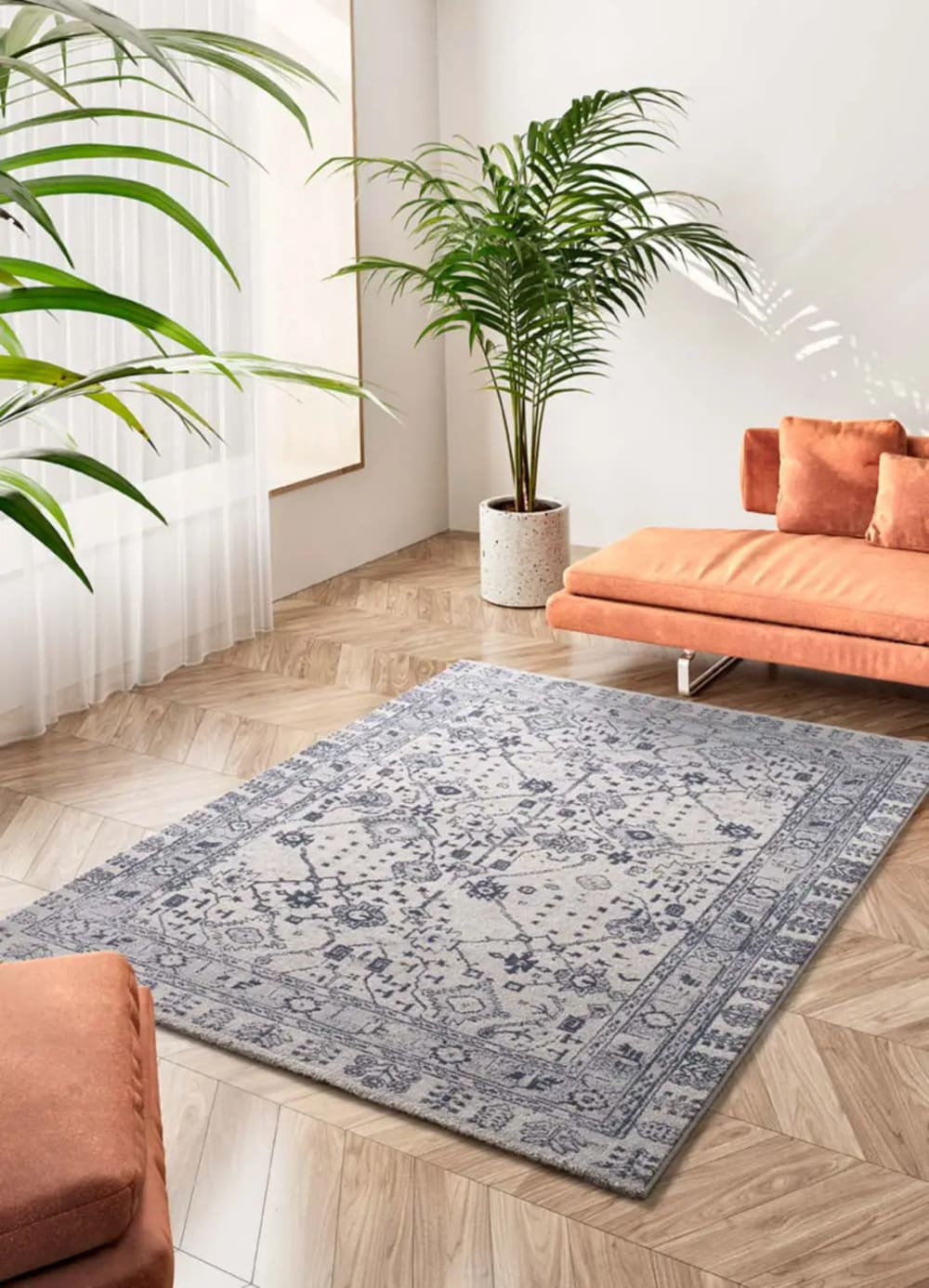 Tapis vintage oriental bleu / crème 200x290 cm — vue 3