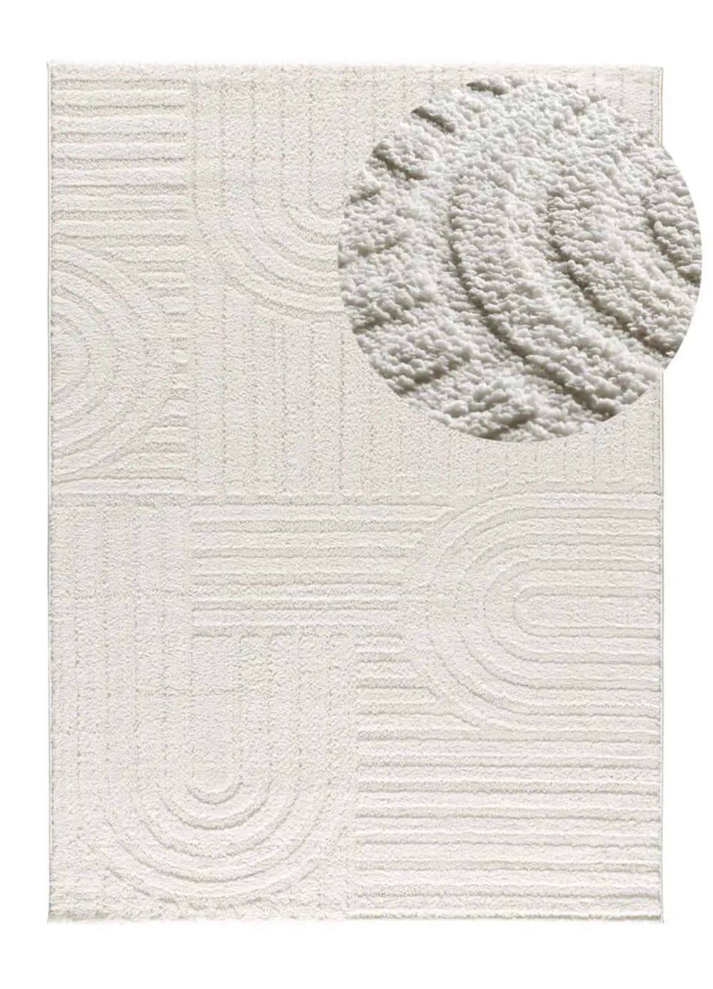Hochflorteppich, Geometrisch mit Relief, weiß, 152x235 cm -