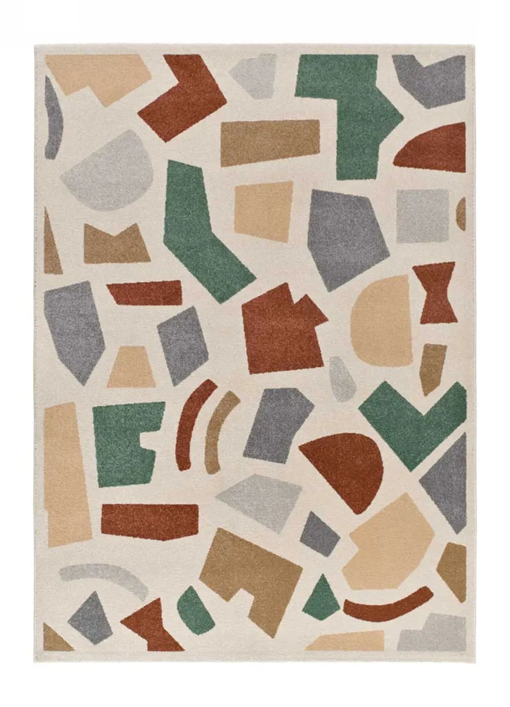 Kurzflorteppich, Geometrisch, beige / kupfer / grün, 80x150 cm -