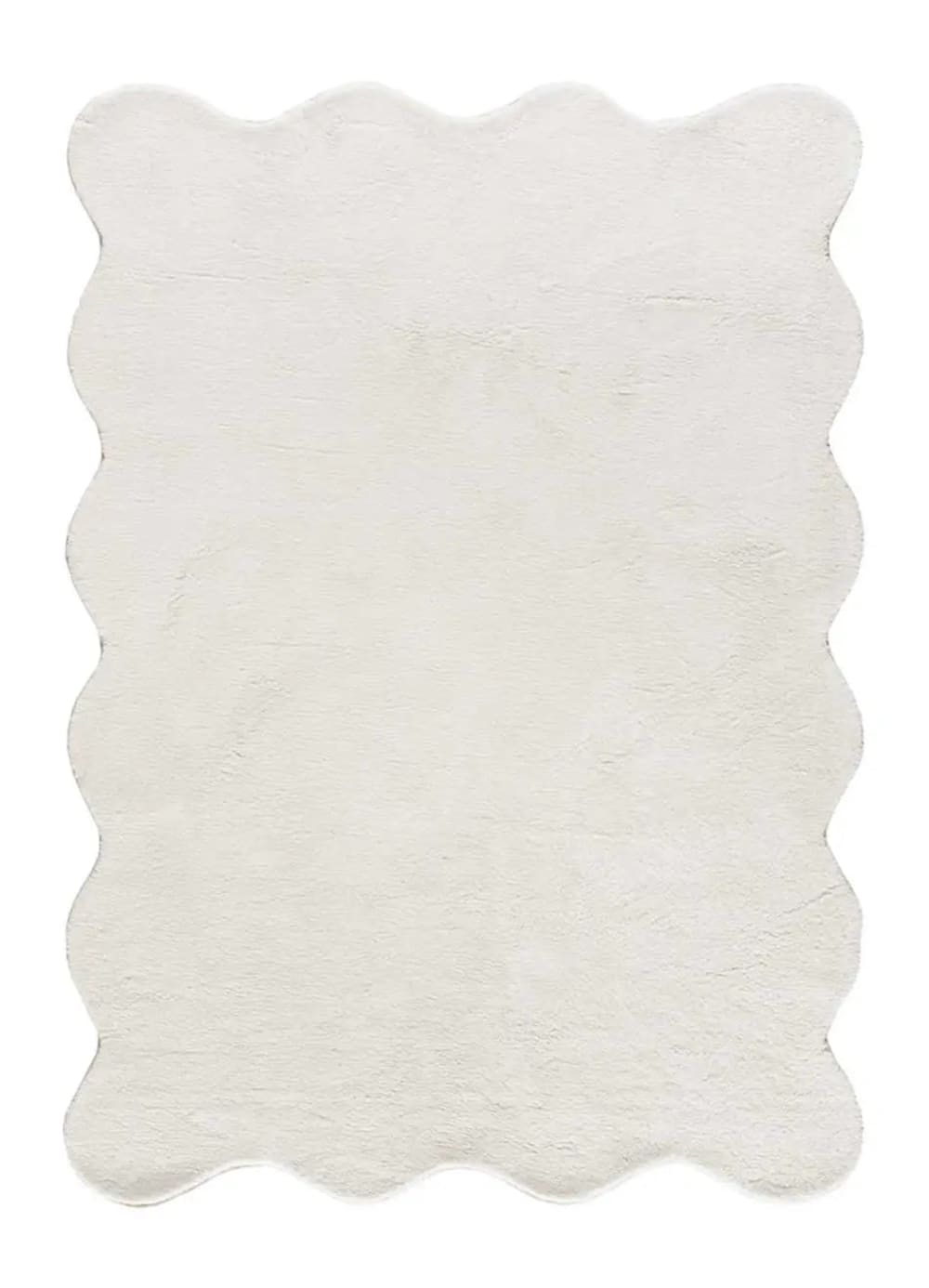 Tapis lavable uni blanc à bordure ondulée 120x170 cm