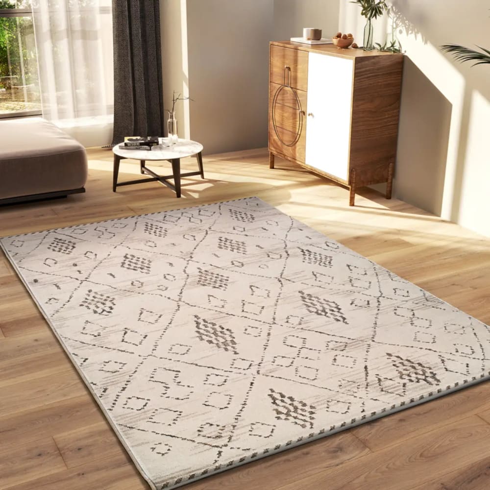 Atticgo Kurzflorteppich, Ethnisch, creme / braun, 160x235 cm style exotic Beige Öko-Tex Zertifikat Pp - Polypropylen