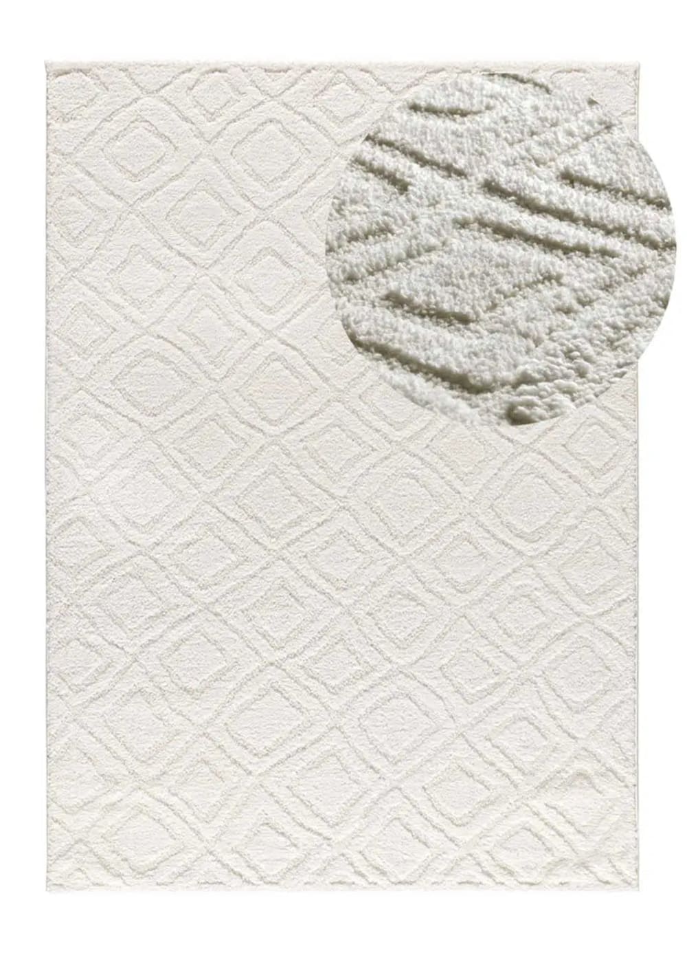 Atticgo Hochflorteppich, Skandinavisch mit Relief, weiß, 126x190 cm style modern Öko-Tex Zertifikat - Pes - Polyester