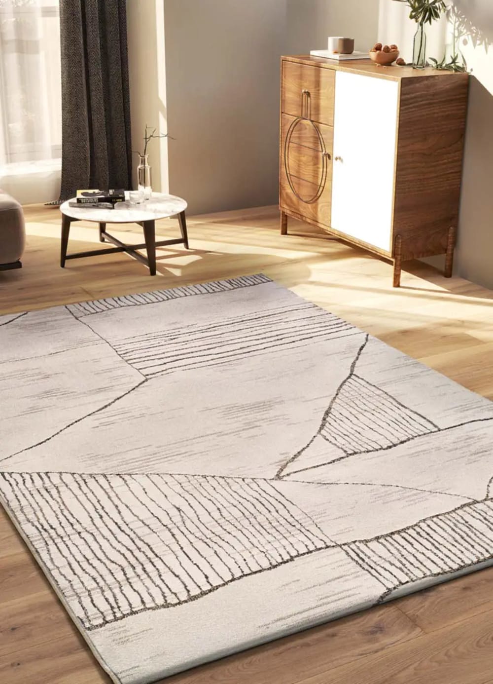 Tapis ethnique crème / marron 200x285 cm — vue 3