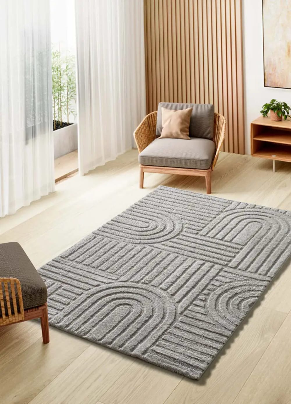 Tapis à relief géométrique gris 126x190 cm — vue 3