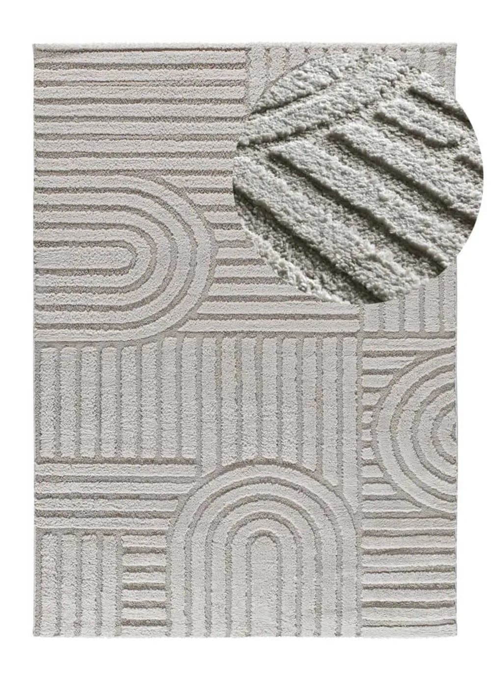 Hochflorteppich, Geometrisch mit Relief, grau, 190x285 cm -