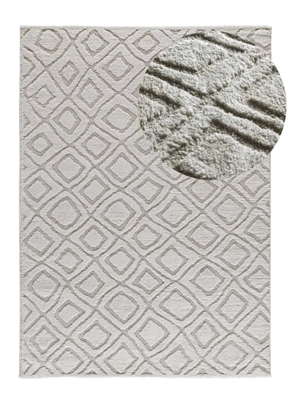 Schlafzimmerteppich, Skandinavisch mit Relief, grau, 64x120 cm -