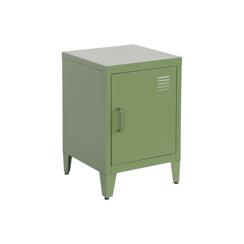 Table de chevet en acier kaki, 1 porte