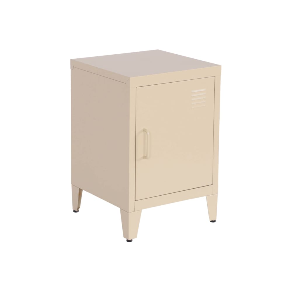 Table de chevet en acier beige, 1 porte