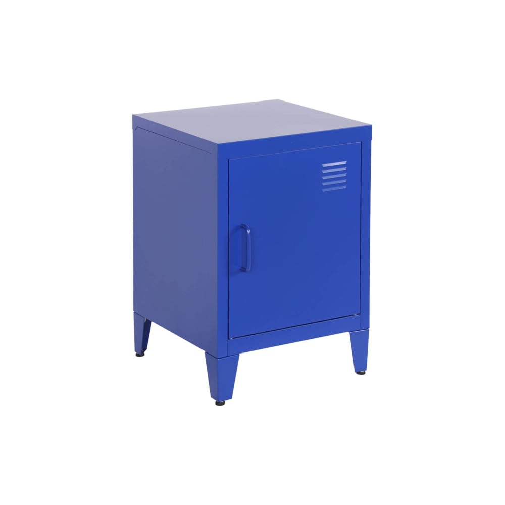 Table de chevet en acier bleu, 1 porte