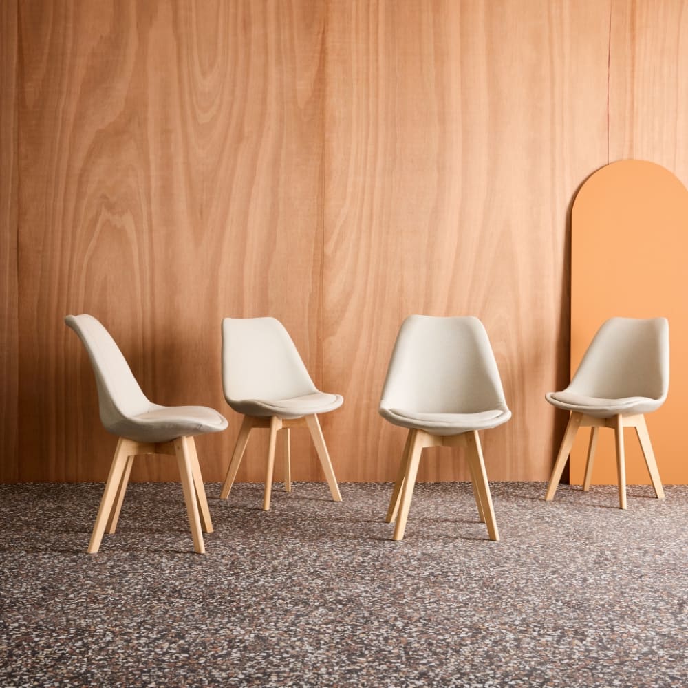 sweeek 4er-Set skandinavische Stühle mit Stoffbezug, taupe style modern - Stoff