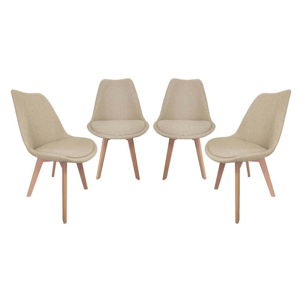 4er-Set skandinavische Stühle mit Stoffbezug, taupe - Maisons Du