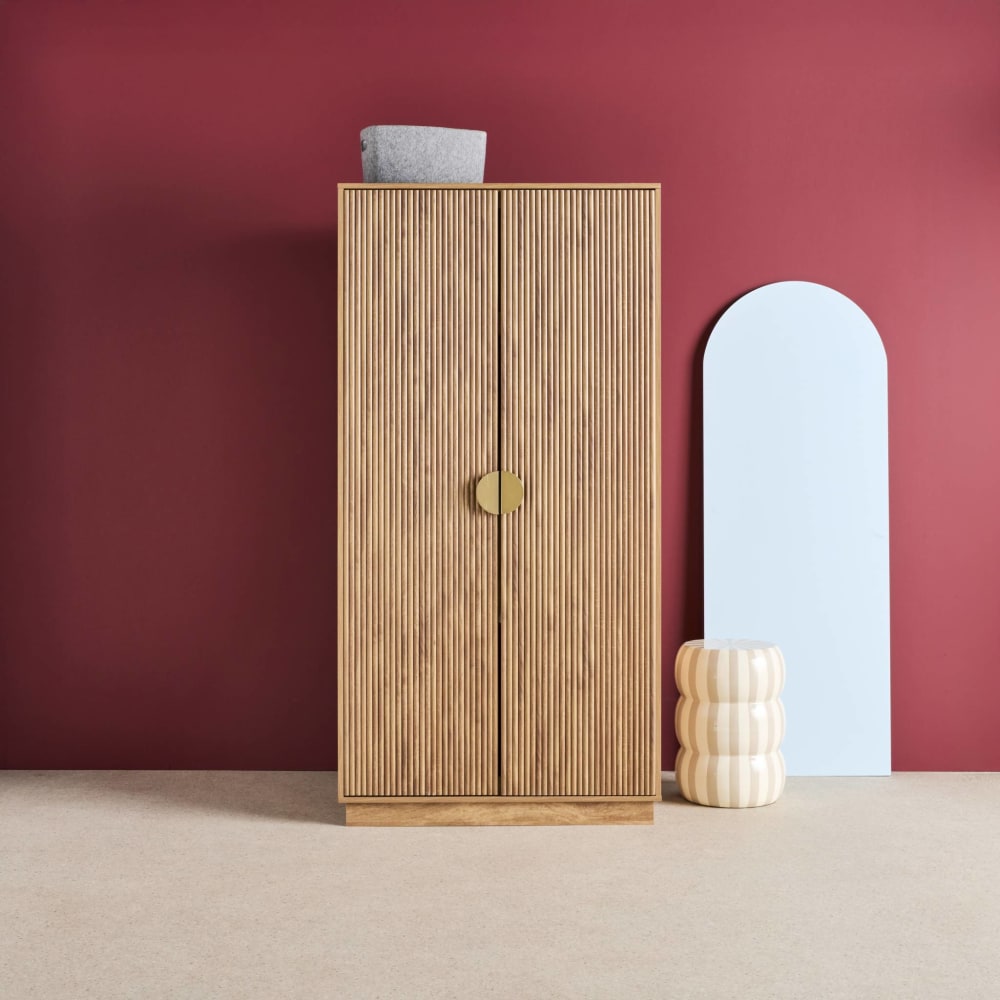Dressing décor bois de manguier rainuré 2 portes