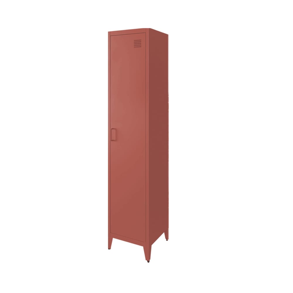 Armoire chambre acier terracotta, 4 espaces de rangement