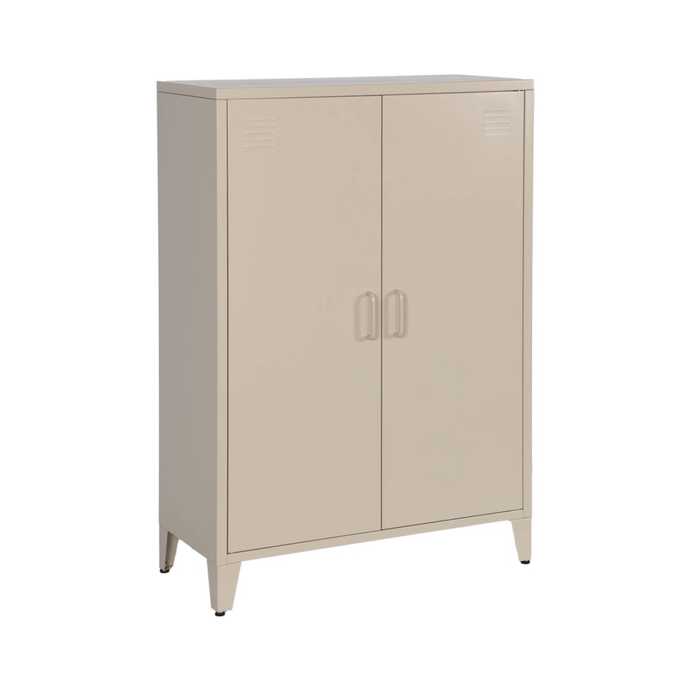 Commode/armoire métal beige, 2 espaces de rangement