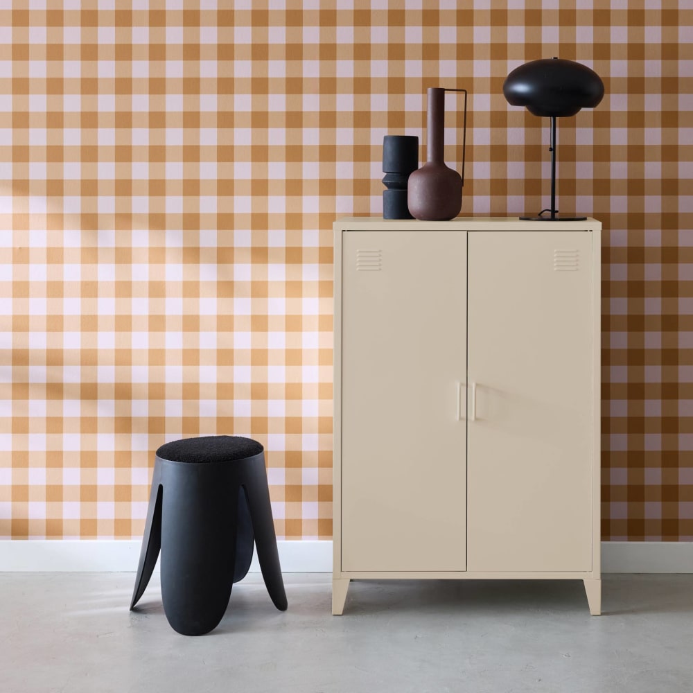 Kommode/Schrank aus Metall,  beige, 2 Stauräume - Maisons Du
