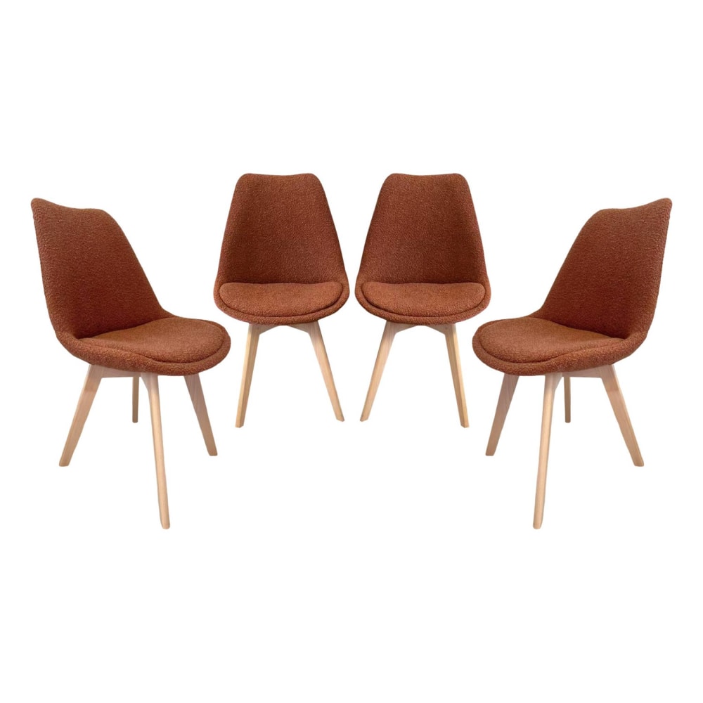 4er-Set Stühle mit Bouclé-Bezug, terrakotta - Maisons Du Monde