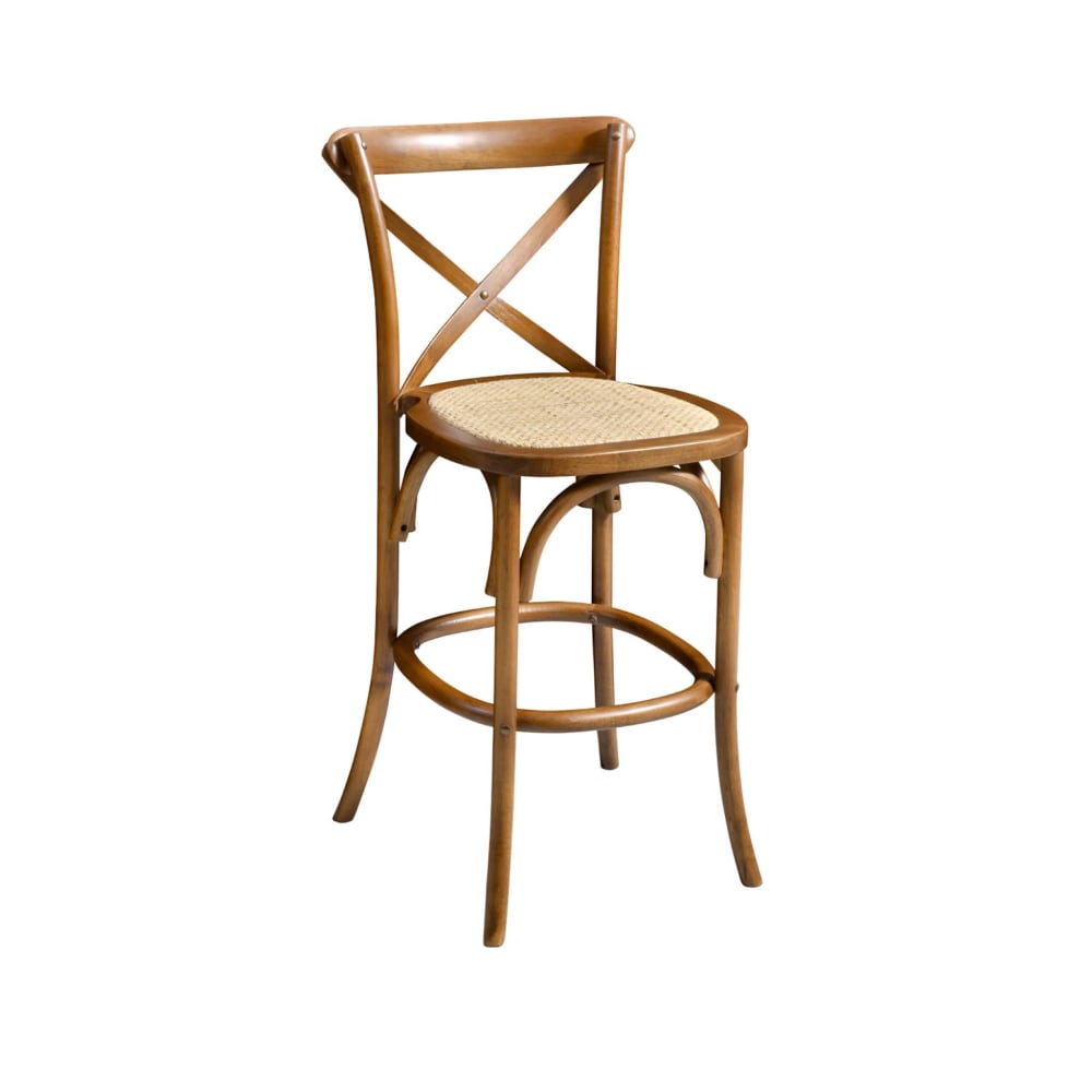 Tabouret de bar bistrot vintage en bois couleur noyer