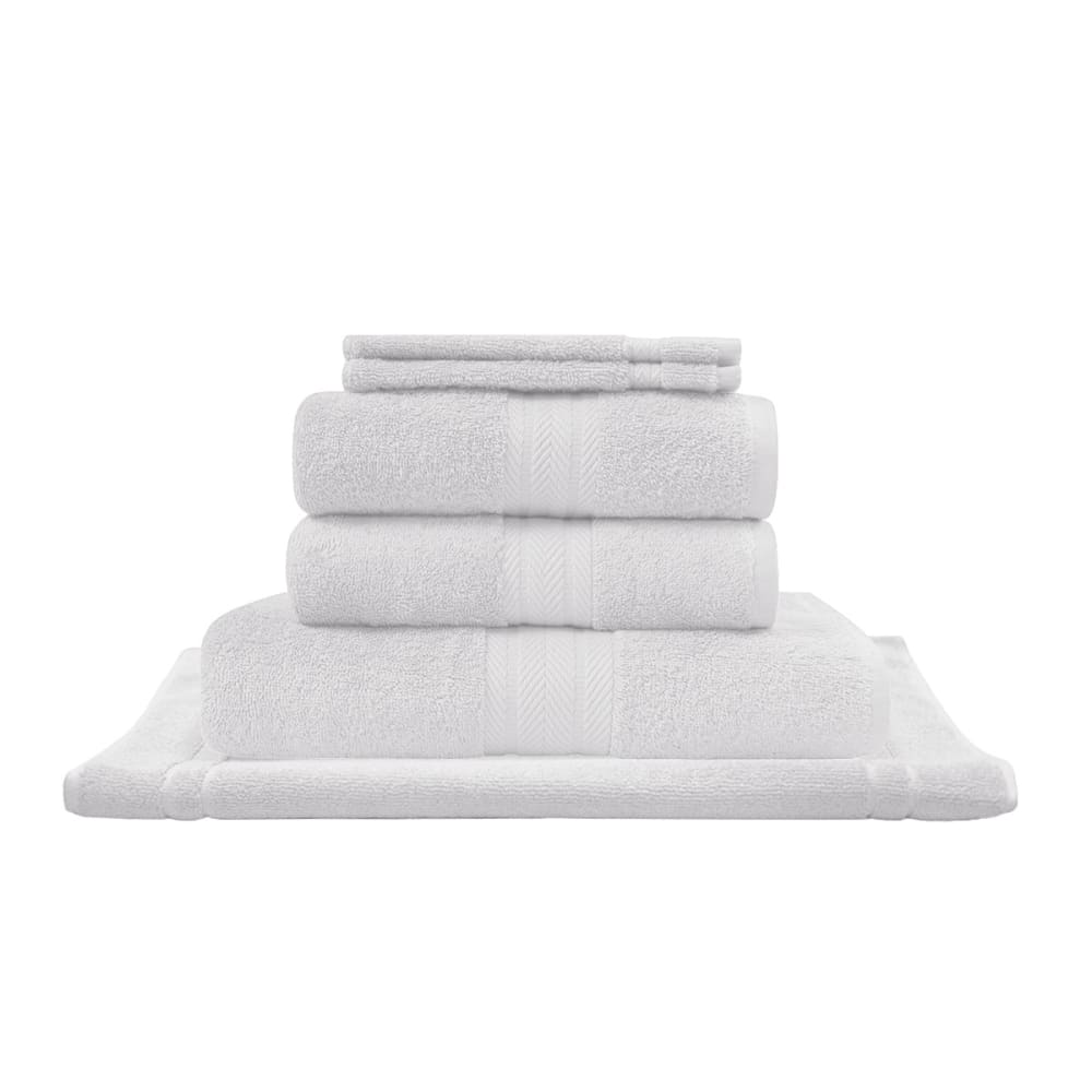 Eensemble de bain avec tapis 6 pièces blanc