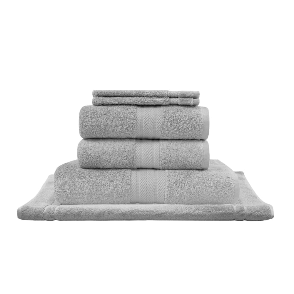 Eensemble de bain avec tapis 6 pièces gris perle