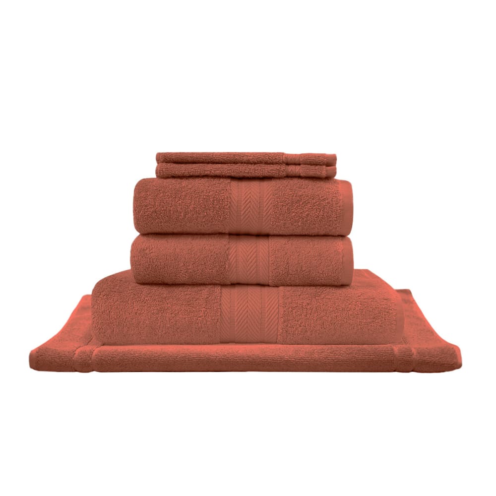 Ensemble de bain avec tapis 6 pièces  terracotta