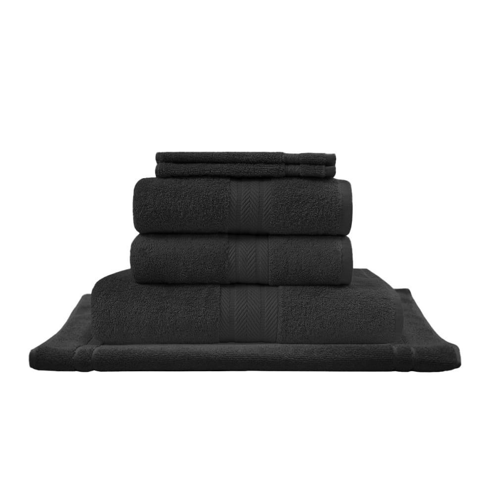 Eensemble de bain avec tapis 6 pièces noir