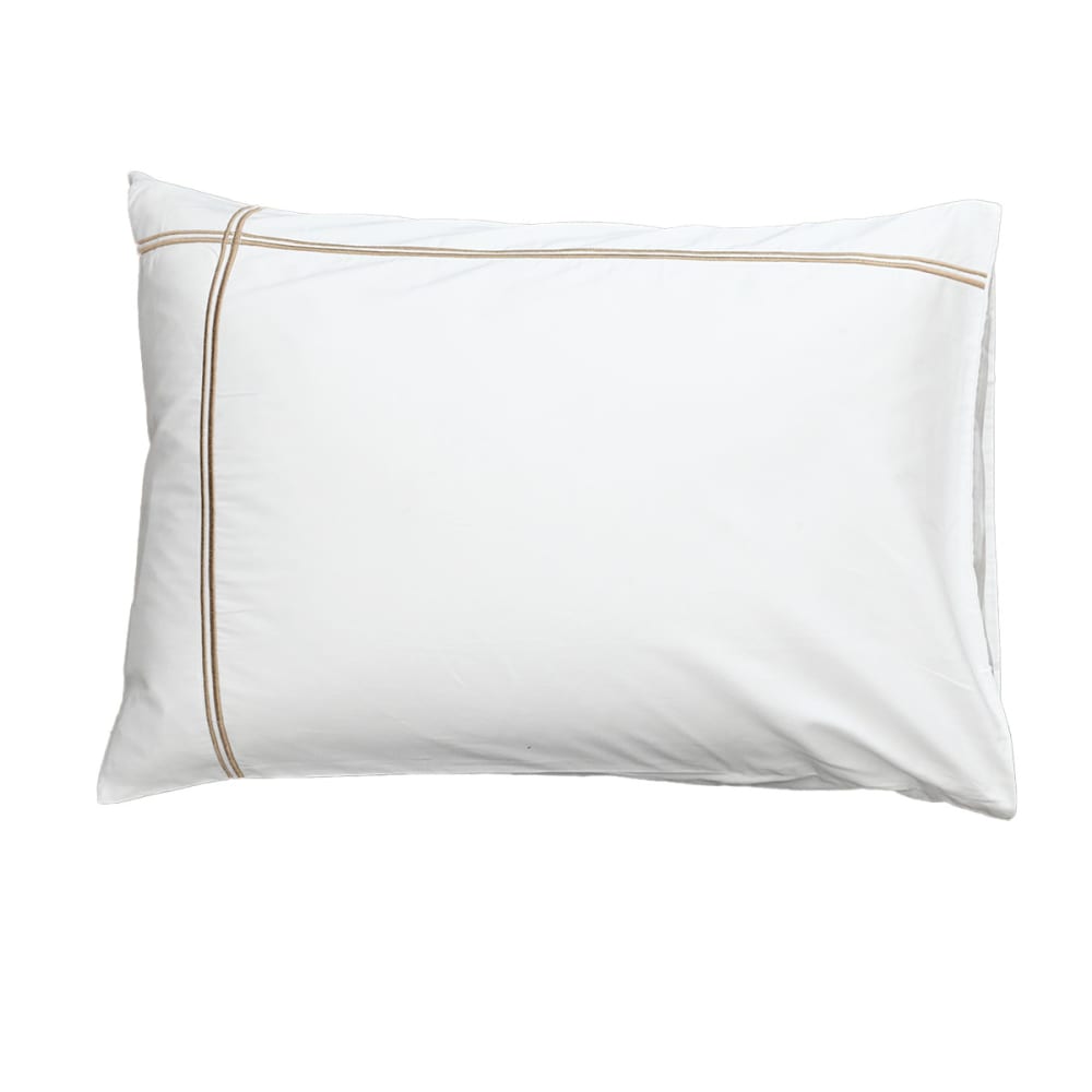 Llot de 2 taies d'oreiller satin de coton 120 blanc/moka 50x70 cm — vue 3