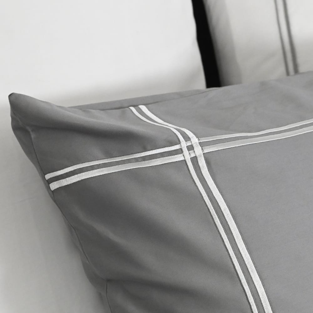 Llot de 2 taies d'oreiller satin de coton 120 gris acier 50x70 cm — vue 4