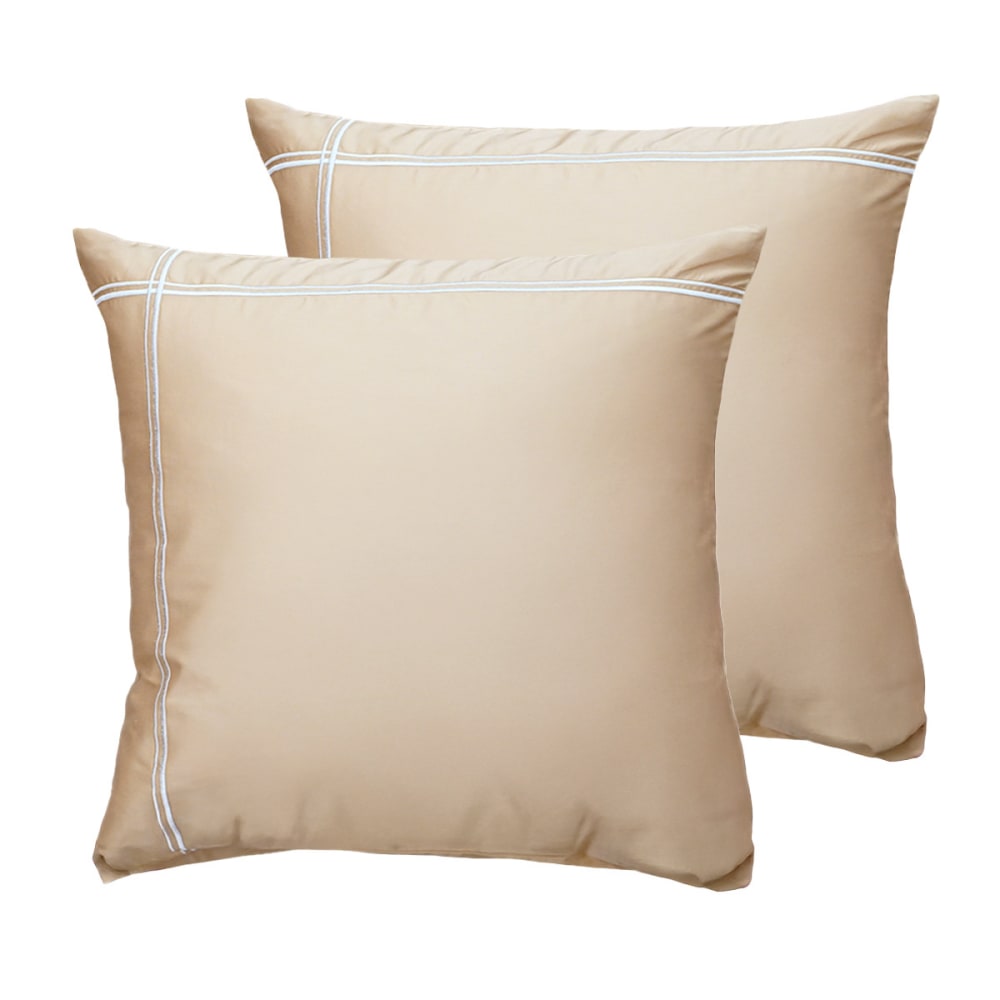 Lot de 2 taies d'oreiller satin de coton 120  moka 65x65 cm
