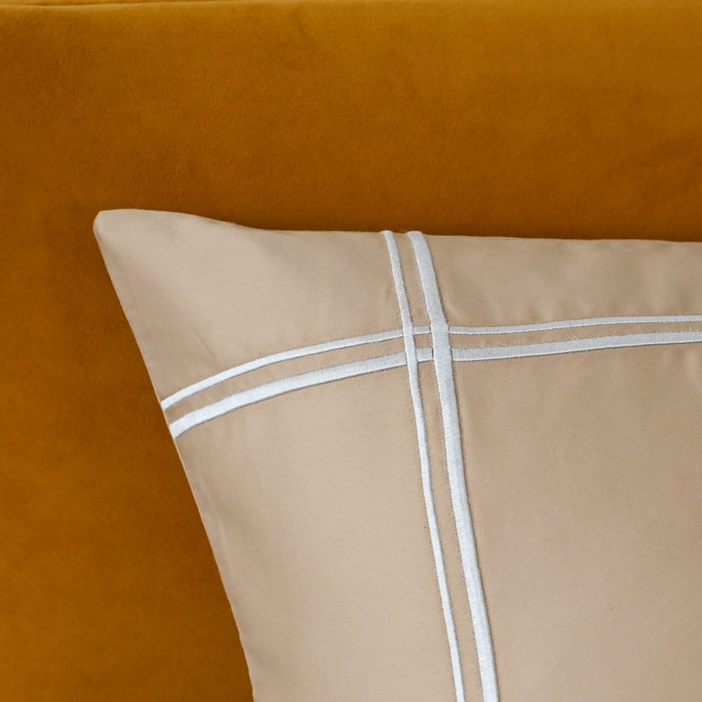 Llot de 2 taies d'oreiller satin de coton 120 moka 65x65 cm — vue 4