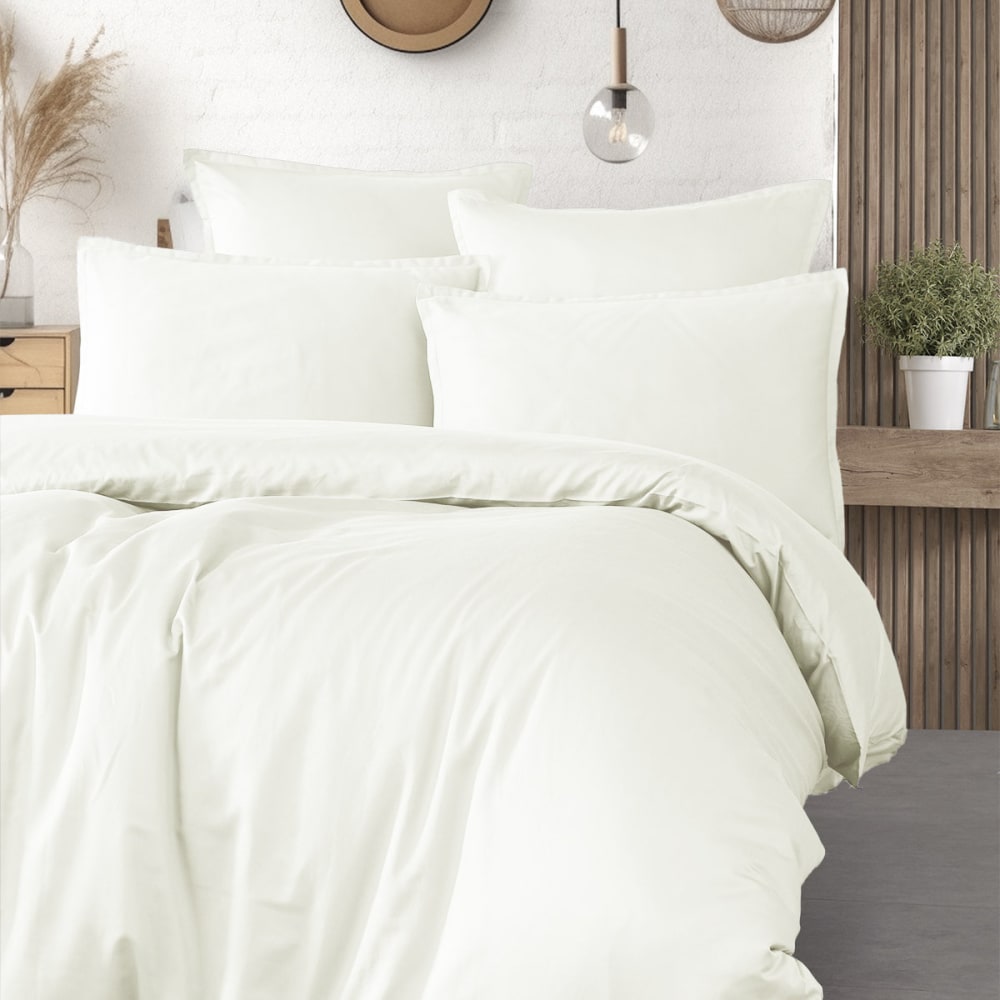 Housse de couette satin coton-tencel 200 fils ecru 140x200 cm — vue 3