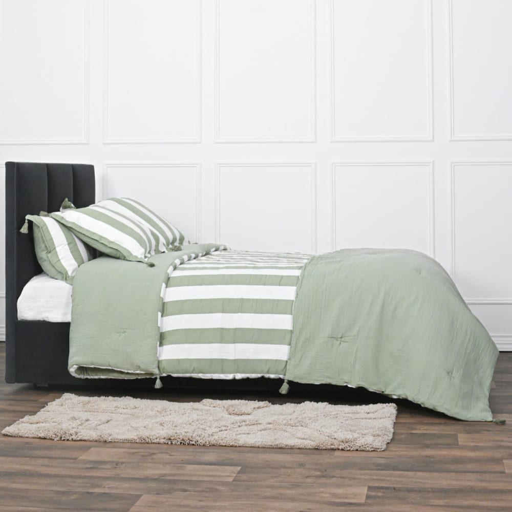 Chemin de lit gaze de coton  sauge 80x200 cm