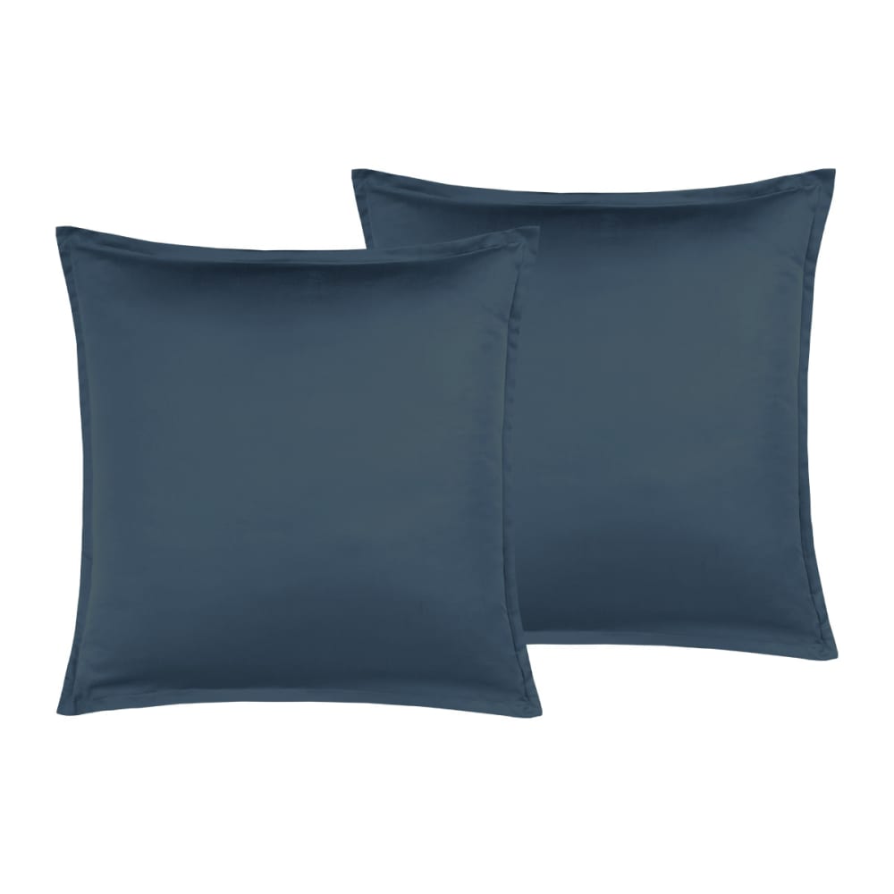 2 taies d'oreiller satin de coton-tencel 200 fils marine 65x65 cm