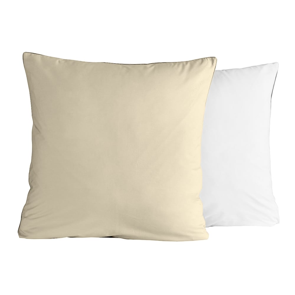 Parure de lit percale + 2 taies carrées ficelle/blanc 200x200 cm — vue 4