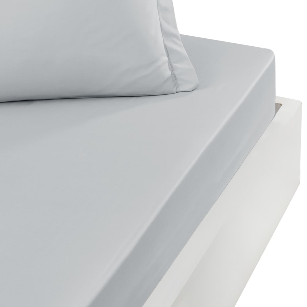 Drap housse satin coton-tencel 200f bonnet 40 cm gris perle 140x200 cm