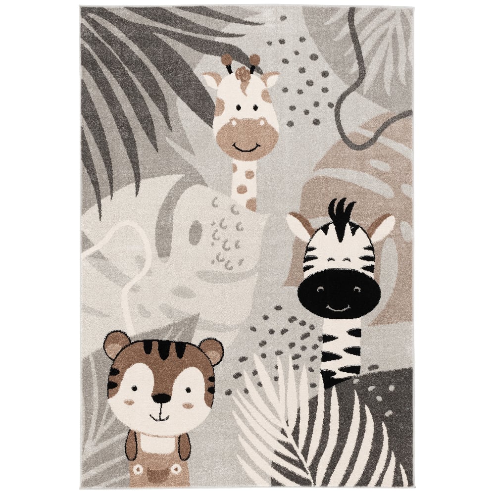 Tapis safari pour enfant gris 200x290 cm