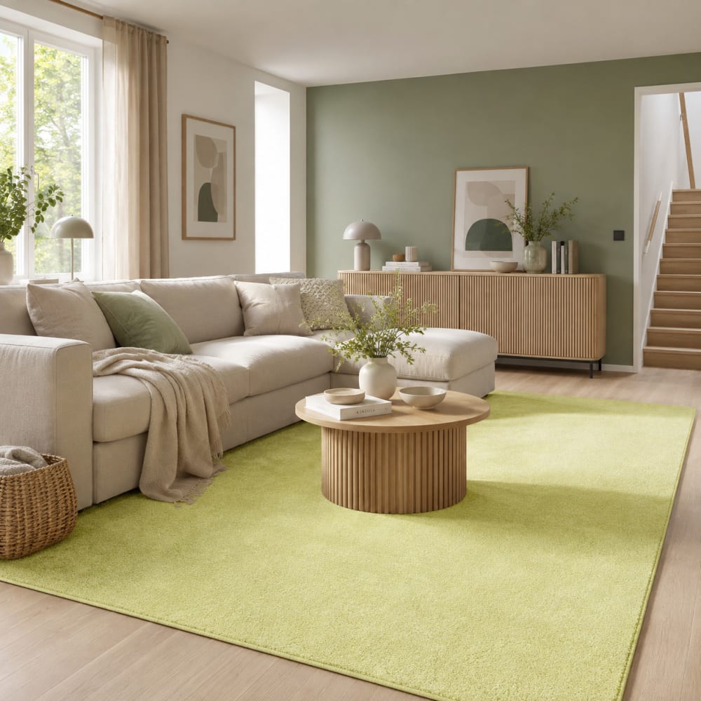 Tapis en velours uni vert citron 200x300 cm — vue 3