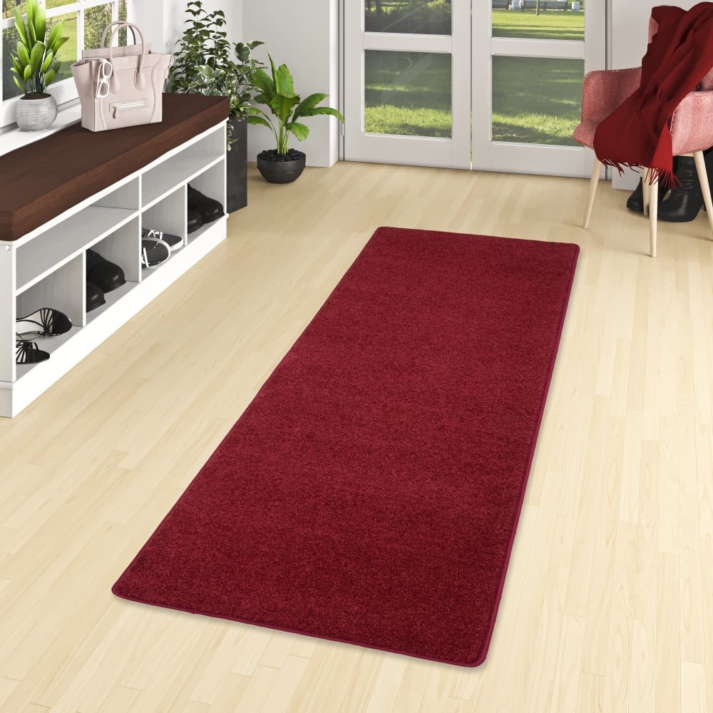 Tapis couloir uni vin rouge 100x400 cm — vue 3