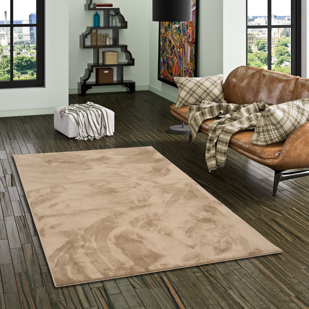 Tapis à poils longs uni doux taupe 200x300 cm — vue 3