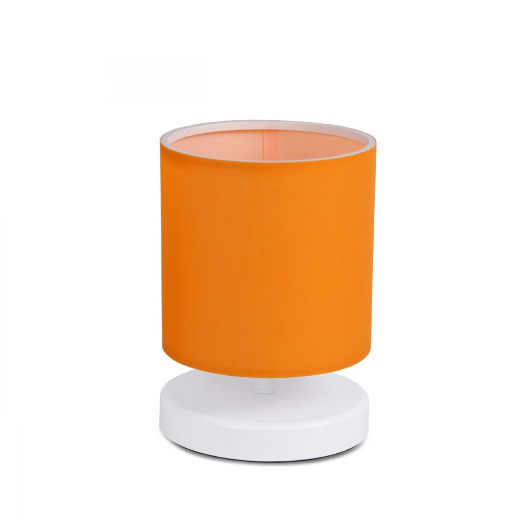 lampara de mesa de tela en naranja 15x15x22 cm
