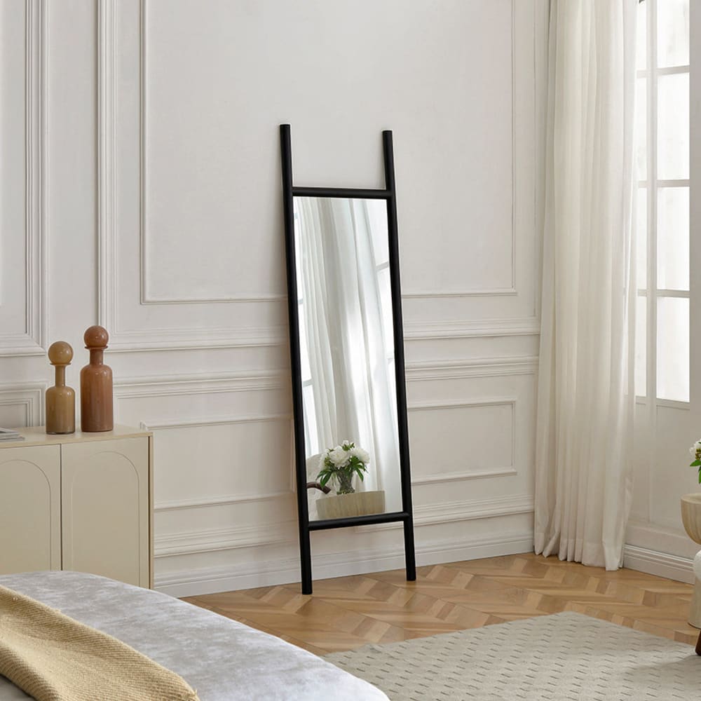 Miroir mural décoratif en bois de chêne noir H190