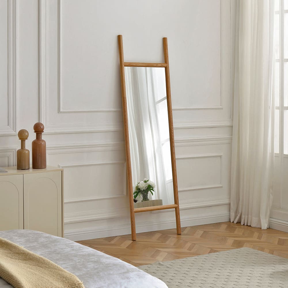 Miroir mural décoratif en bois de chêne clair H190