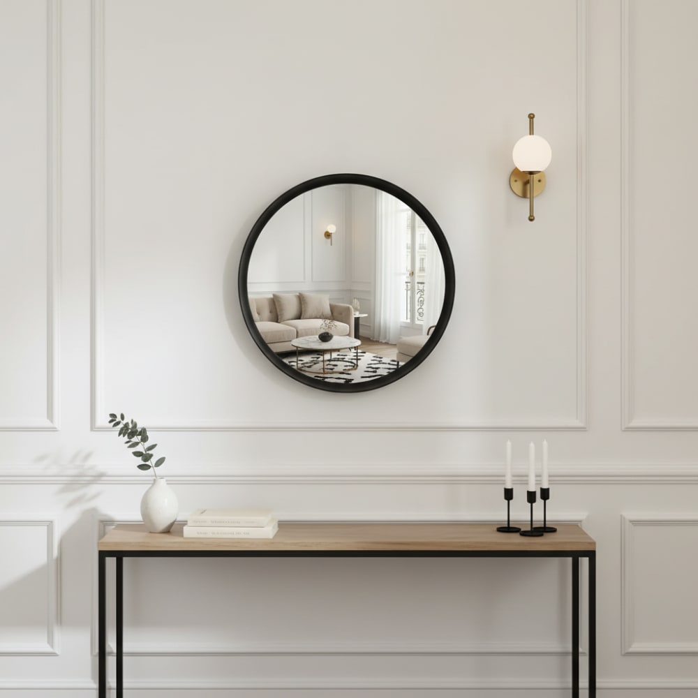 Miroir décoratif en bois de chêne noir H60