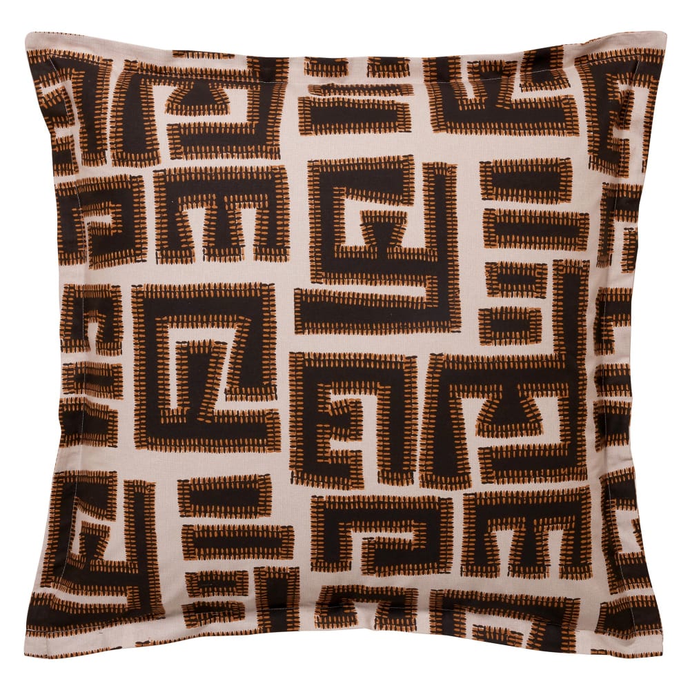 Taie volant en coton beige 65x65cm