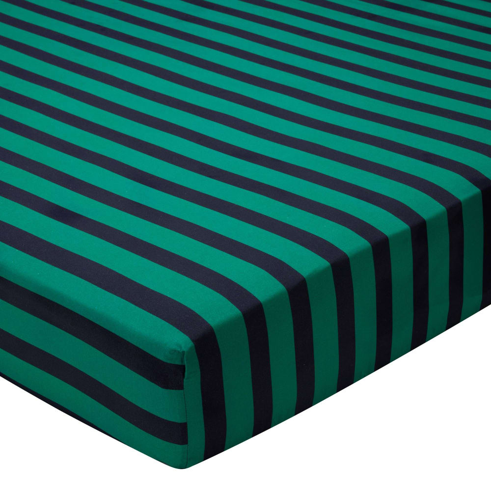 Drap-housse en coton vert 140x190x28cm