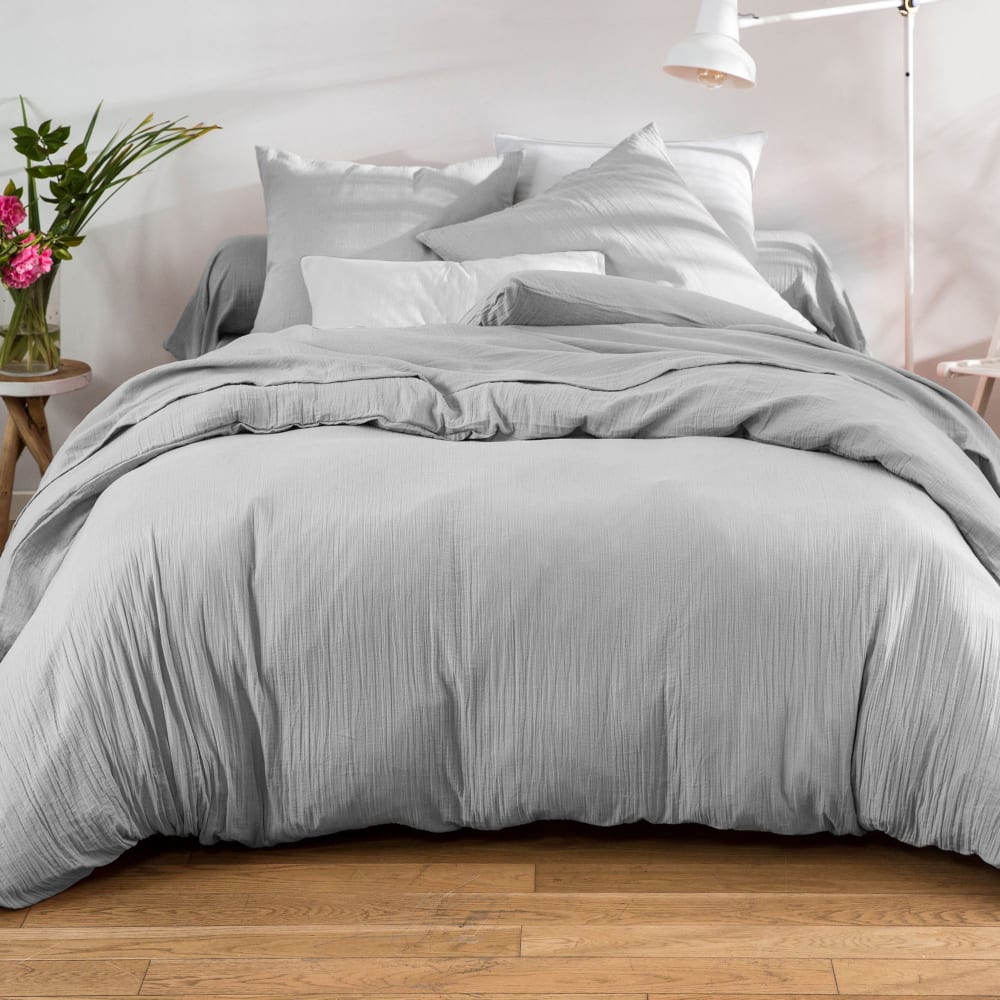 Housse de couette en coton gris nuage 140x200cm