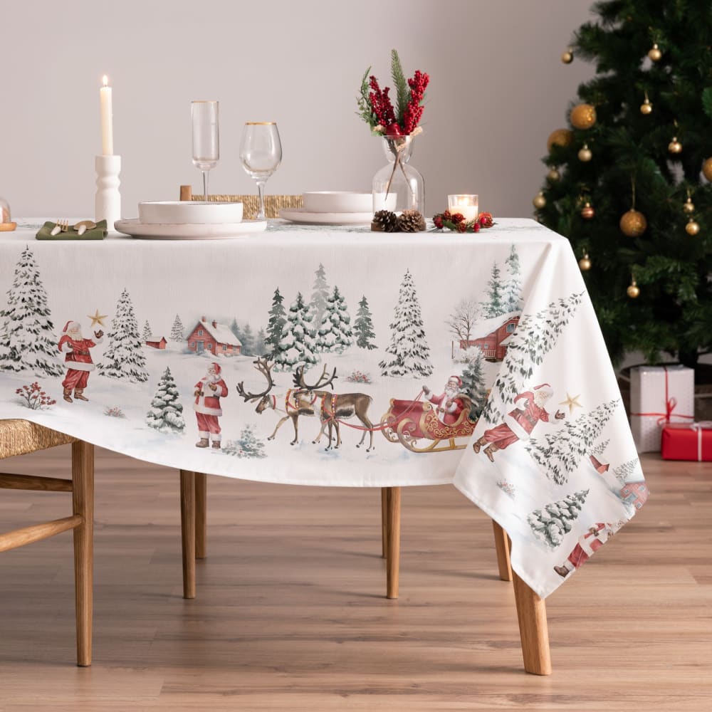 Nappe de Noël en coton 155x155 cm