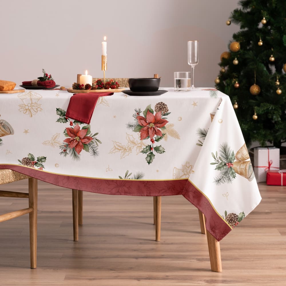 Mint Weihnachtstischdecke aus Baumwolle 155x240 cm style classic chic Mehrfarbig Baumwolle