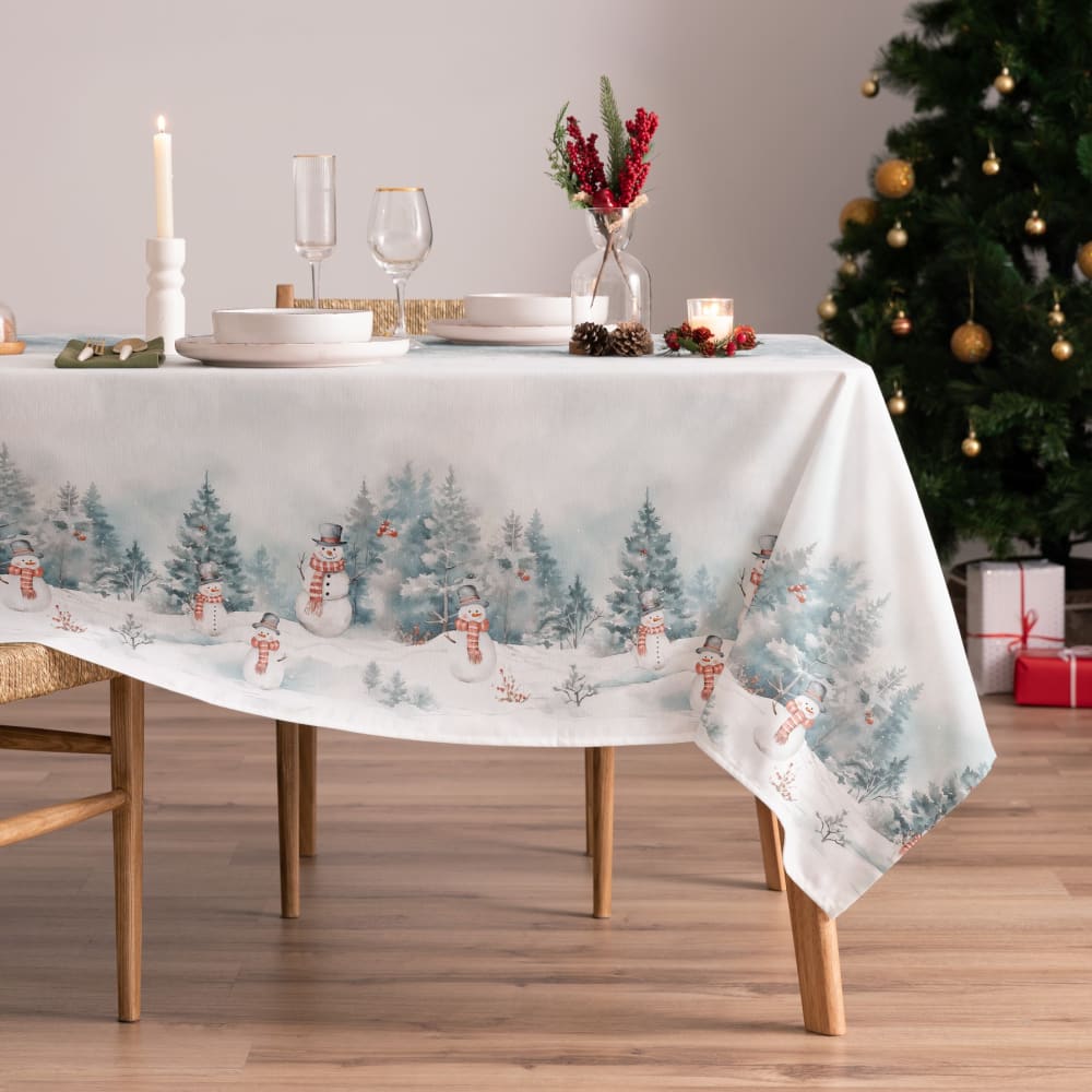 Mint Weihnachtstischdecke aus Baumwolle 155x155 cm style classic chic Mehrfarbig Baumwolle