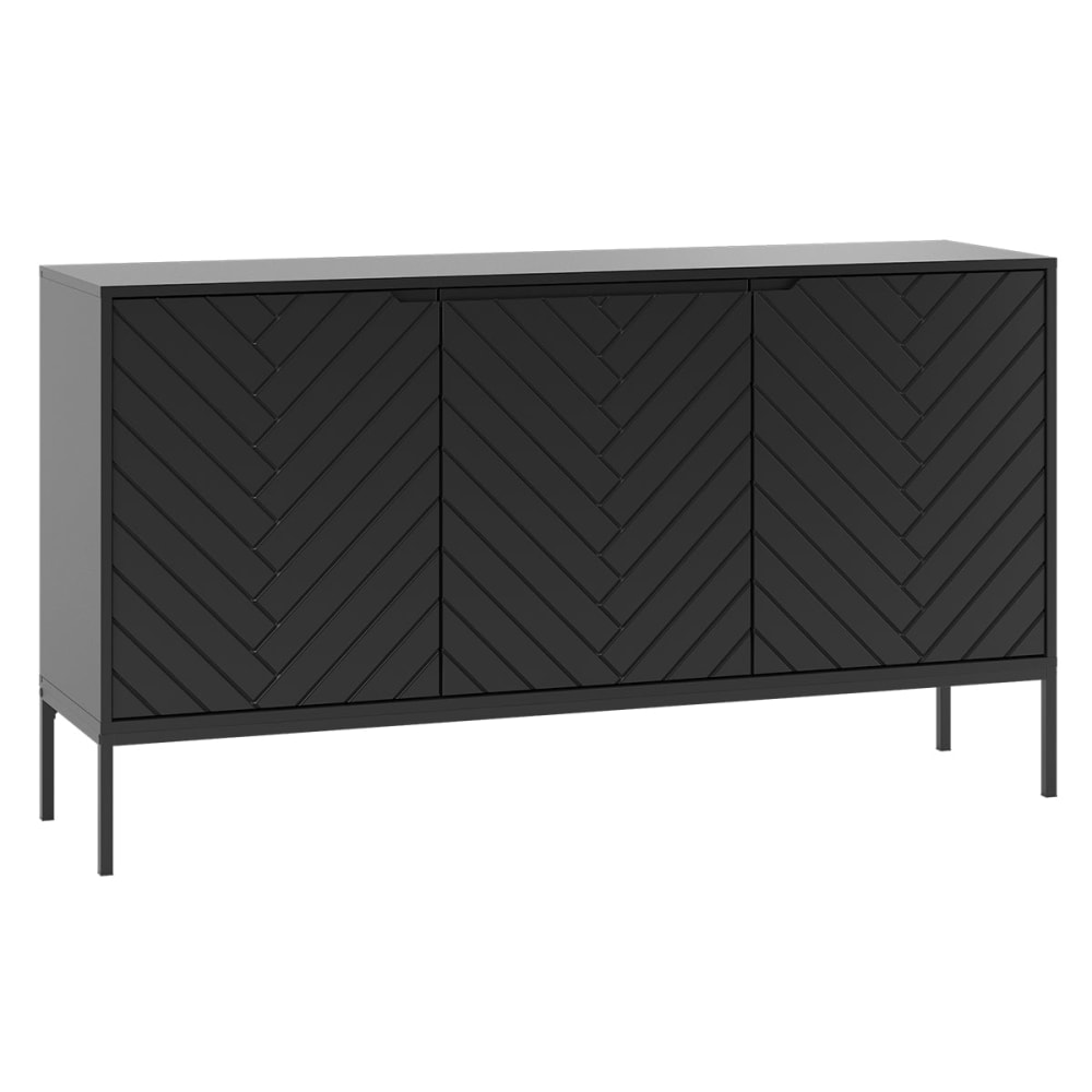 Petits meubles 3-türiges Sideboard Melamin Schwarz Schwarz Spanplatte